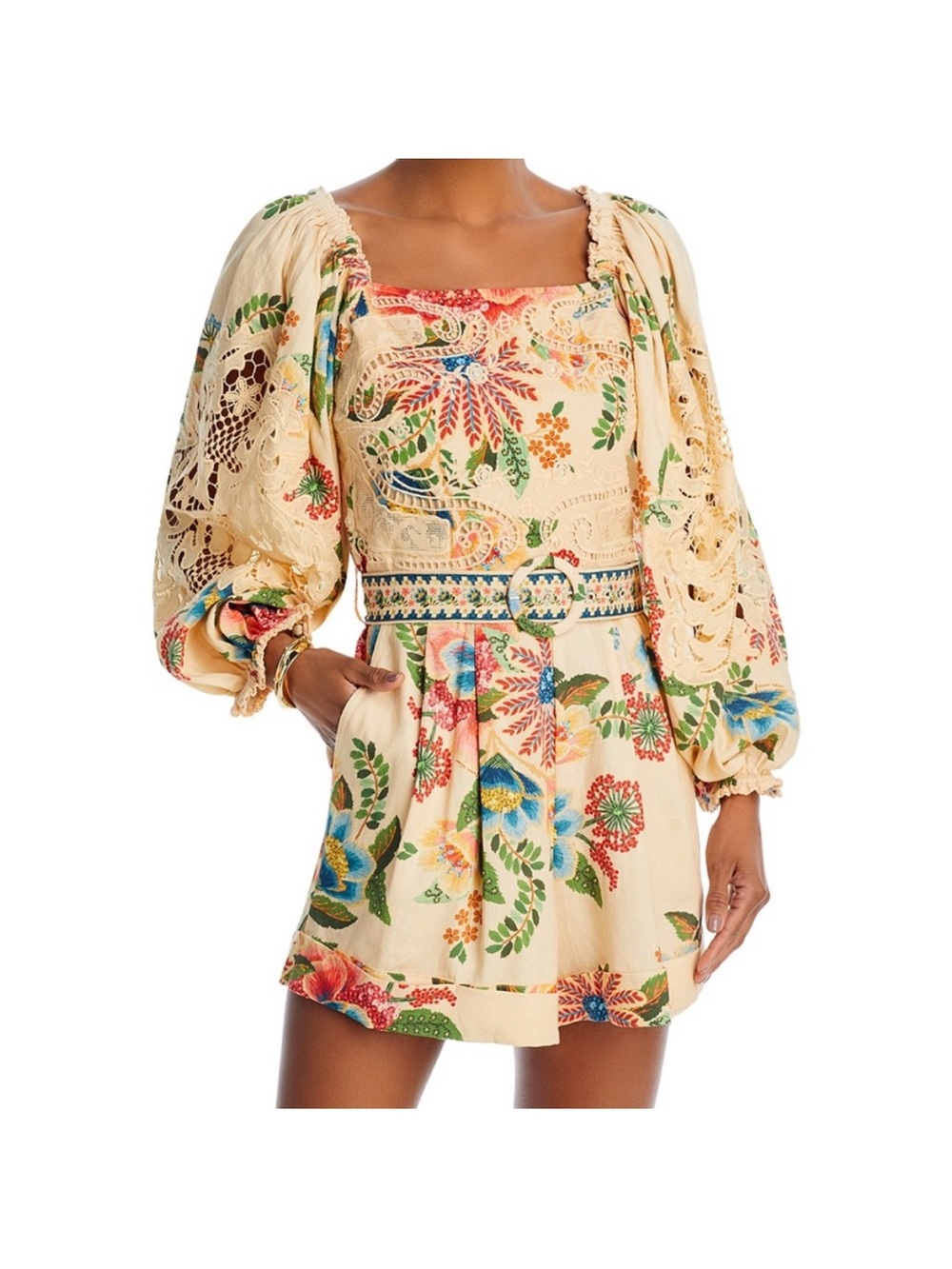 NWT Farm Rio Sand Delicate Garden Lace Romper- XS